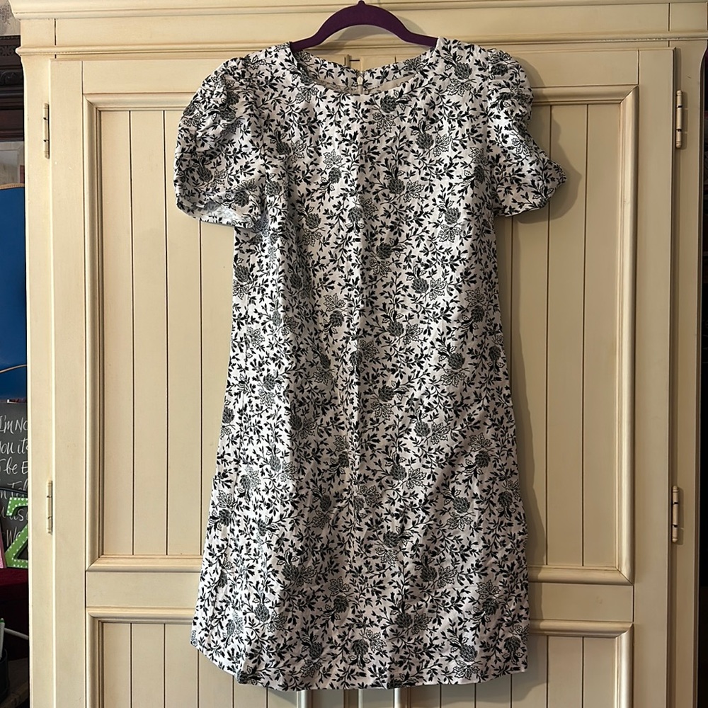 Flowered Black and White Dress